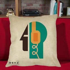 Perna Personalizata Retro Casti Muzicale, 40x40 cm, Crem, Husa Detasabila, Perna Inclusa, BEKZ®