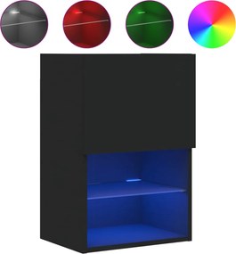 vidaXL Comodă TV cu lumini LED, negru, 40,5x30x60 cm