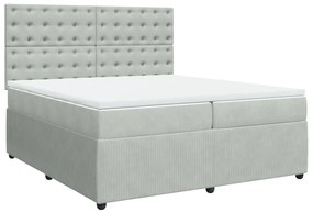 3292442 vidaXL Pat box spring cu saltea, gri deschis, 200x200 cm, catifea