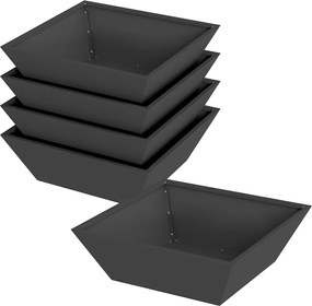 vidaXL Vază pentru Grădină 5 pcs Negru 50 x 50 x 15 cm