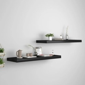 vidaXL Rafturi de perete suspendate 2 buc., negru, 80x23,5x3,8 cm, MDF