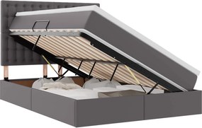 vidaXL Pat cu storage cu saltea Gri 140 x 190 cm Piele artificială