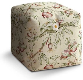 Taburet Cube acvarelă cu fructe, crem