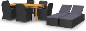 vidaXL Set mobilier pentru grădină, 9 piese, negru