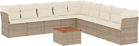 vidaXL Set canapele de grădină cu perne, 10 piese, bej, poliratan