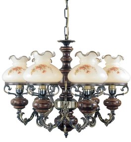 Candelabru cu 6 brate design italian din alama cu lemn 624