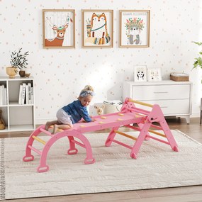 AIYAPLAY Cadru de escaladă pentru interior, 7 în 1 triunghi de escaladă pliabil cu tobogan, arc de cățărare | Aosom Romania