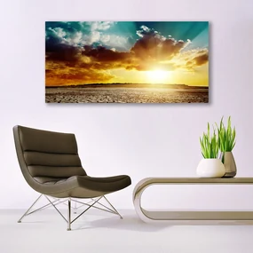 Tablou pe panza canvas Sun Nori Desert Peisaj Albastru Gri Galben Portocaliu