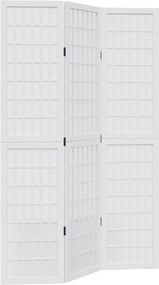 vidaXL Paravan cameră 3 panouri, alb, lemn masiv paulownia