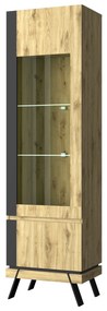 Vitrină Stacee (Stejar navarra + negru). 1053243
