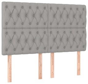 Pat continental cu saltea, gri deschis, 160x200 cm, textil