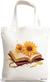 Sacosa de Panza pentru Cumparaturi, Geanta Tote, model Books 45 38 x 34.5 cm, Alba, BEKZ®