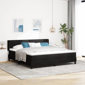 vidaXL Pat box spring cu saltea, negru, 180x200 cm, catifea