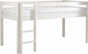 Pat pentru copii supraetajat alb din lemn masiv de pin 90x200 cm PINO – Vipack