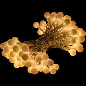 Lumini pentru petrecere - 10 m, 100 LED, alb cald, pe baterie