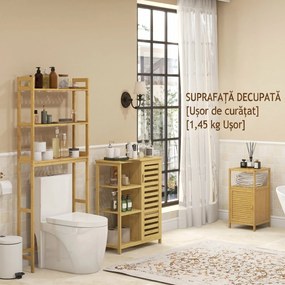 Kleankin Mobilier de Baie din Bambus cu Dulăpior cu Ușă și Rafturi, 33x36,5x67 cm, Lemn Natural | Aosom Romania