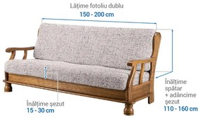 Huse bielastice VITTORIA smântânii 3fotoliu cu manere de lemn (l. 150 - 200 cm)