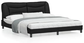 3214188 vidaXL Cadru de pat cu lumini LED, negru, 180x200 cm, piele ecologică