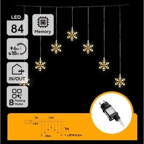 Aigostar - Ghirlandă LED de exterior pentru Crăciun 84xLED/230V 1,2x1m IP44 alb cald fulgi de zăpadă