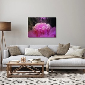 Tablou pe sticlă cu floare în fum roz (70x50 cm)