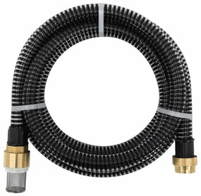 vidaXL Furtun de aspirație cu racorduri din alamă, negru 1,1&quot; 3 m, PVC