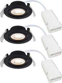 Set de 3 spoturi LED incastrabile directionabile Monolo negru