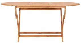 Set mobilier de exterior pliabil, 9 piese, lemn masiv de tec Oval, 160 x 80 x 75 cm, Fara cotiera, 8