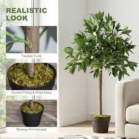 Outsunny Set de 2 Arbori de Dafin în Ghiveci, Plante Artificiale din Plastic pentru Interior și Exterior, Ø16x90A cm, Verde  | Aosom Romania