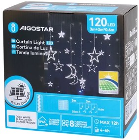 Aigostar - Ghirlandă LED solară de Crăciun 120xLED/8 funcții 3x0,6m 500 mAh IP65 alb rece