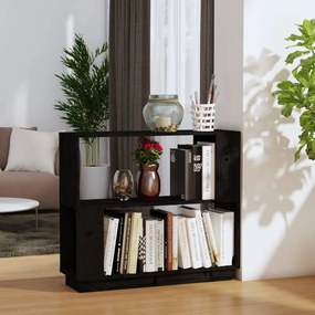 814053 vidaXL Bibliotecă/Separator cameră, negru, 80x25x70 cm, lemn masiv pin