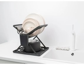 Scurgător de vase gri închis cu două nivele din metal 37x33 cm – Brabantia