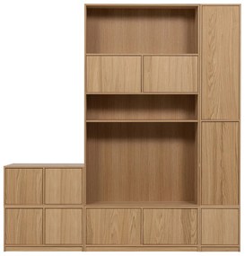 Bibliotecă modulară în culoare naturală cu aspect de lemn de stejar 227x243 cm Modulair – vtwonen