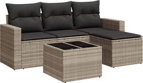 vidaXL Set canapele de grădină cu perne, 5 piese gri deschis poliratan