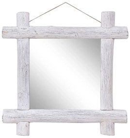 vidaXL Oglindă cu ramă din bușteni alb 70 x 70 cm lemn masiv reciclat