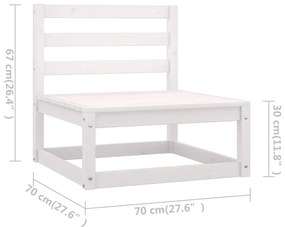 Set mobilier de gradina, 5 piese, alb, lemn masiv de pin Alb, nu, 1