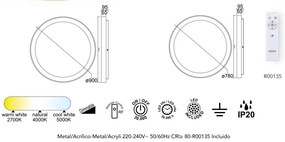 Plafoniera LED cu telecomanda design circular NISEKO II Gold 90cm