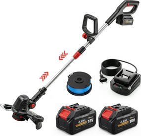 Outsunny Motocoasă pe baterie 18V cu 2 baterii 4.0Ah și încărcător Bară reglabilă Cap și mâner reglabile Argintiu | Aosom Romania