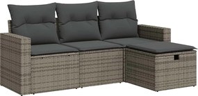 vidaXL Set canapea de grădină cu perne, 4 piese, gri, poliratan