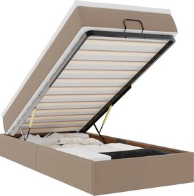 vidaXL Cadru de pat otoman cu saltea Cappucino piele artificială