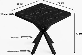 Masă fixă pătrată Axion negru marmorat