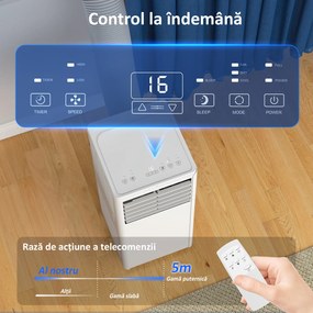 HOMCOM Aparat de Aer Condiționat Portabil 5000 BTU, Unitate 4-în-1: Răcire, Dezumidificare, Ventilator, Modul Sleep | Aosom Romania