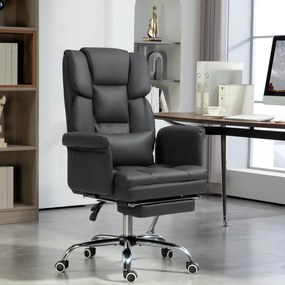HOMCOM Scaun de birou ergonomic, înălțime reglabilă 48-56 cm, spătar reglabil, suport pentru picioare, Negru | Aosom Romania
