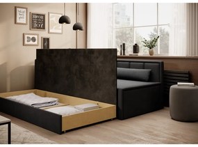 Canapea gri închis extensibilă/cu spațiu de depozitare cu tapițerie din chenille 214 cm Fulgeo – ELTAP