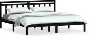 vidaXL Cadru de pat, negru, 200x200 cm, lemn masiv de pin