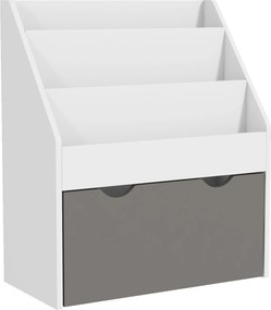 AIYAPLAY Bibliotecă pentru Copii 3-8 Ani cu 3 Rafturi și Sertar Inferior, din MDF, 62.5x30x70 cm, Gri | Aosom Romania
