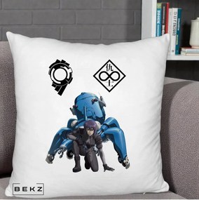 Perna Personalizata Ghost in the Shell Motoko si Tachikoma, 40x40 cm, Alb Pufos, Husa Detasabila, Perna Inclusa, BEKZ®