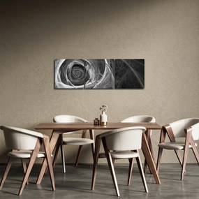 Tablou - Abstract trandafir negru și alb (cu ceas) (90x30 cm)
