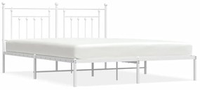 353591 vidaXL Cadru de pat metalic cu tăblie, alb, 183x213 cm