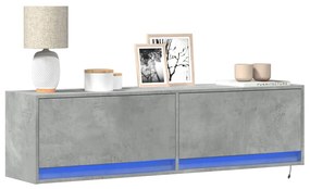 vidaXL Comodă TV de perete cu lumini LED, gri beton, 140x31x38 cm