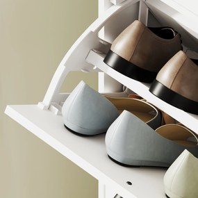 Mobilier pentru pantofi HOMCOM, 3 sertare, pentru pana la 12 perechi de pantofi, PAL, Alb | Aosom Romania